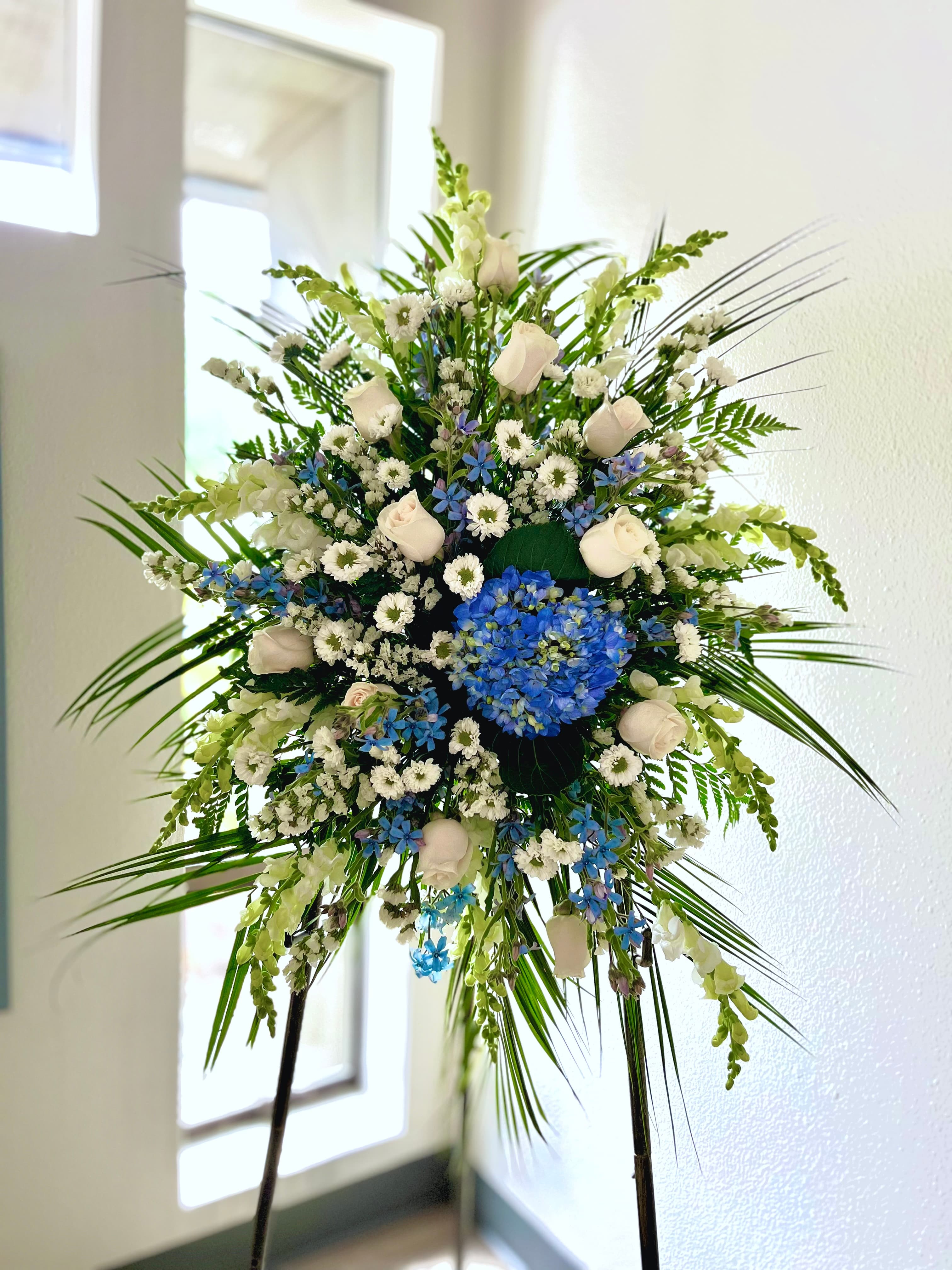 Memorial Spray Elegant spray with golden stand